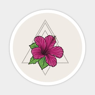 Tropical Hibiscus Flora Dotted Triangle Diamond Magnet